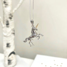 Sterling Silver And Rose Unicorn Necklace