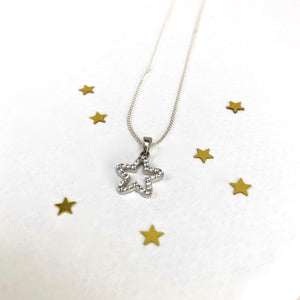 Sterling Silver Crystal Star Necklace