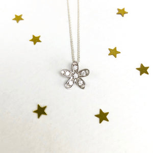 Sterling Silver Crystal Daisy Necklace