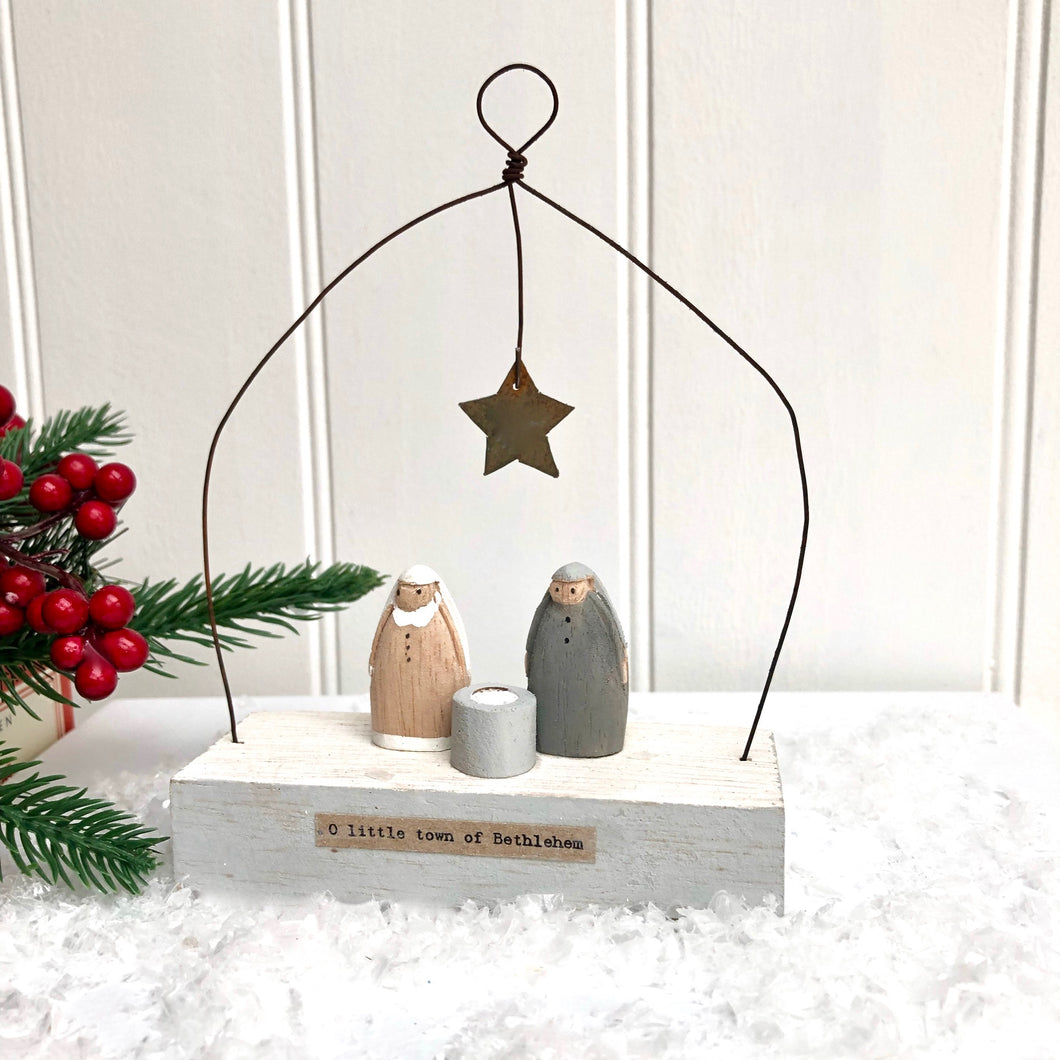Handmade Wooden Nativity Scene
