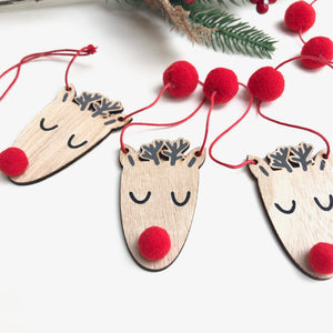 Christmas Rudolph Wooden Bunting