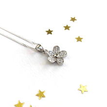 Sterling Silver Crystal Flower Necklace