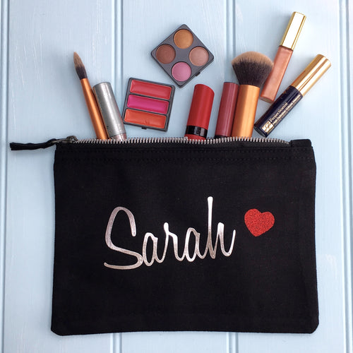 Personalised Make Up Bag with Heart