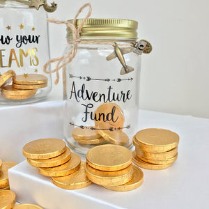 Glass Money Box With Golden Chocolate Coins