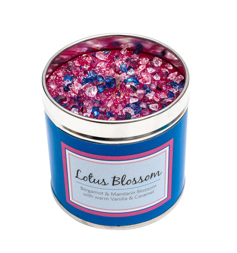 Tin Candle With Sparkle Lotus Blossom