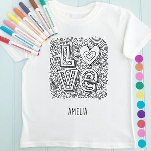 Love T-Shirt Personalised To Colour in