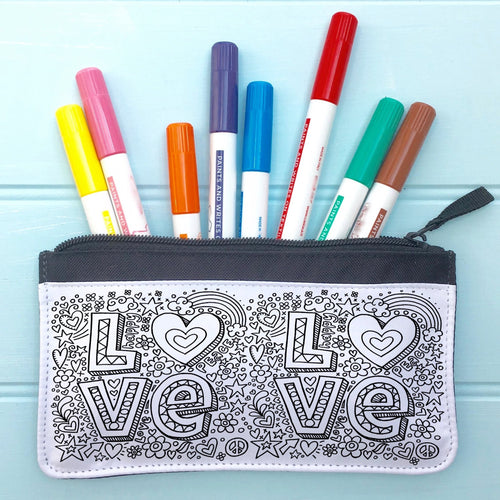 Love Pencil Case To Colour In