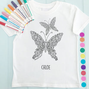 Butterfly Pair T-Shirt Personalised To Colour in