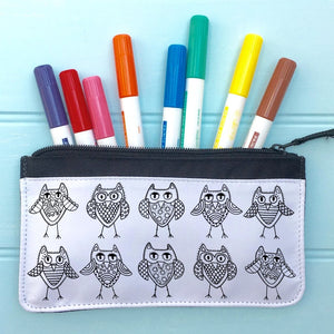 Owls Pencil Case To Colour In