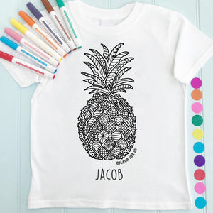Pineapple T-Shirt Personalised To Colour in