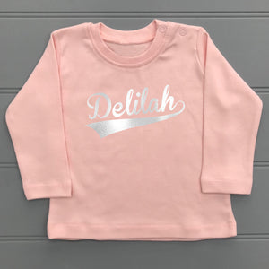 Personalised Foil Name Baby T-Shirt Long Sleeve