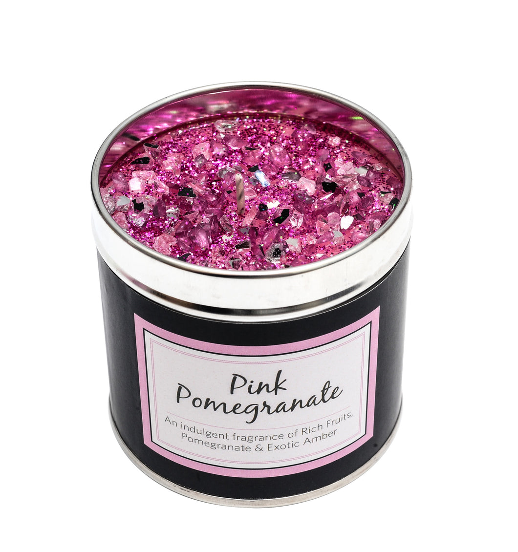 Tin Candle With Sparkle Pink Pomegranate