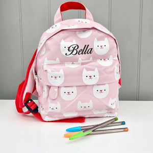 Pink Kitten Children's Personalised Backpack