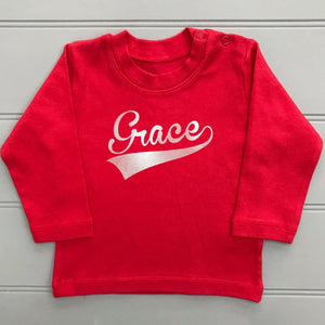Personalised Foil Name Baby T-Shirt Long Sleeve