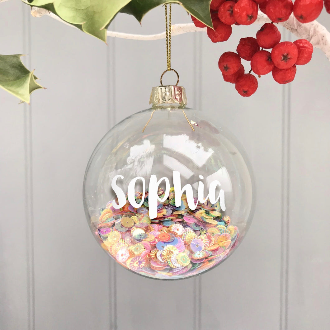 Personalised Christmas Bauble with Sequins