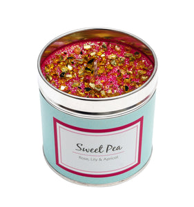 Tin Candle With Sparkle Sweet Pea And Rose