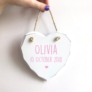 Personalised Baby Birth Wooden Heart