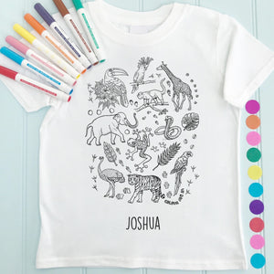 Zoo T-Shirt Personalised To Colour in