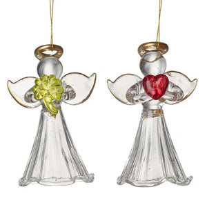 Pair Of Christmas Glass Angels