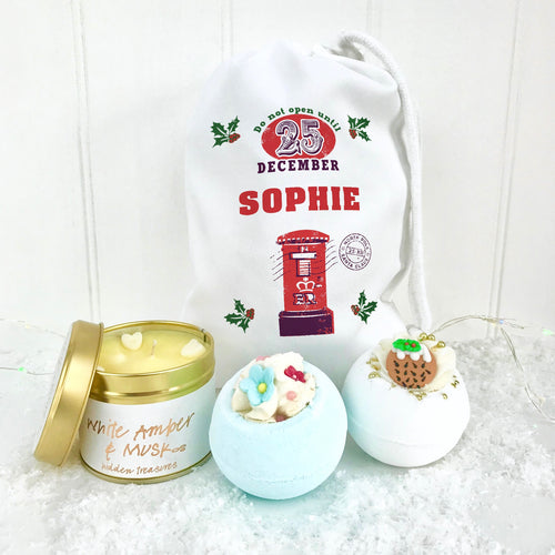 Personalised Postbox Bomb Set and Candle