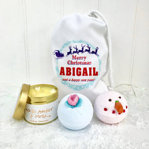 Personalised Sleigh Bomb Set and Candle