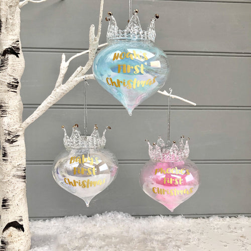 Personalised Baby's First Christmas Glass Bauble