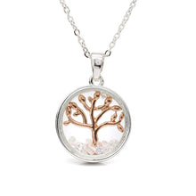 Silver Plated Rose Gold Tree And Crystals Necklace