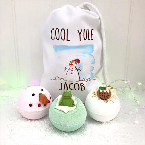 Personalised Children's Cool Yule Bath Bomb Gift Set