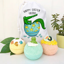Personalised Easter Crocodile Gift Bag With Bath Bombs