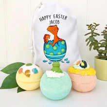 Personalised Easter Dinosaur Gift Bag With Bath Bombs