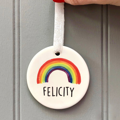 Personalised Rainbow Ceramic Decoration