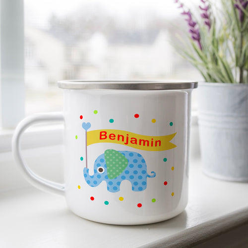 Personalised Enamel Elephant Mug