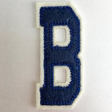 Embroidered Iron On Varsity Alphabet Letters Blue