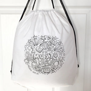 Colour Me In Music Drawstring Bag