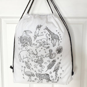 Colour Me In Zoo Drawstring Bag