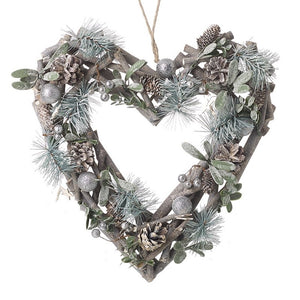 Winter Twig And Pinecone Heart Wreath