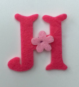 Embroidered Iron On Patch Pink Felt Alphabet
