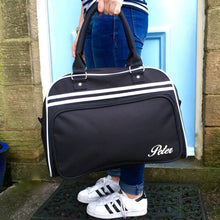 Weekend Bag Blue with Name Retro Styling Holdall