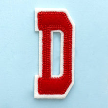 Embroidered Iron On Varsity Alphabet Letters Red