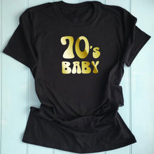 70's Inspired Womens Slogan Printed T Shirt Gold