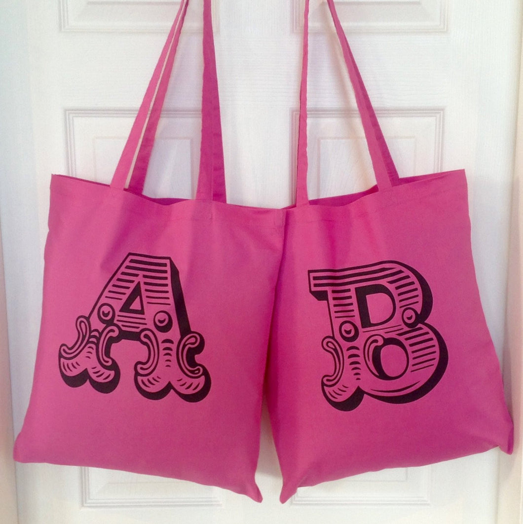 Personalised Alphabet Letter Tote Bag Pink