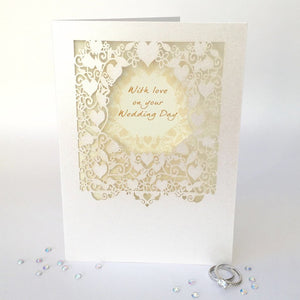 Delicate Cut Card With Love on Your Wedding Day