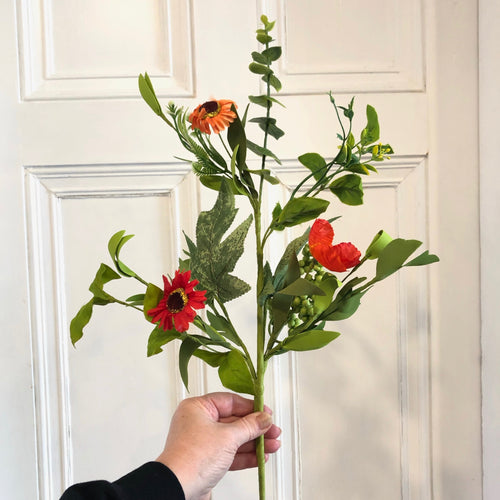 Artificial Stem Of Poppies And Leaves