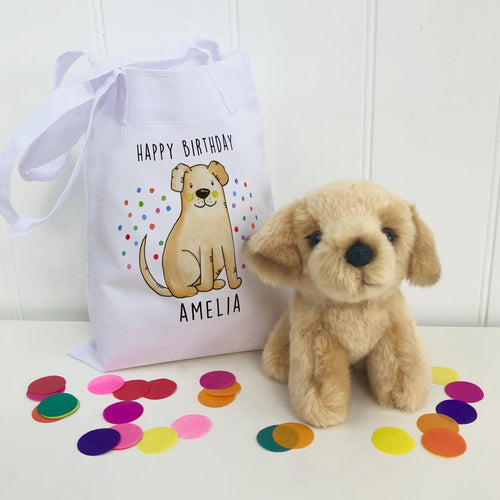 Fluffy Dog in Personalised Bag
