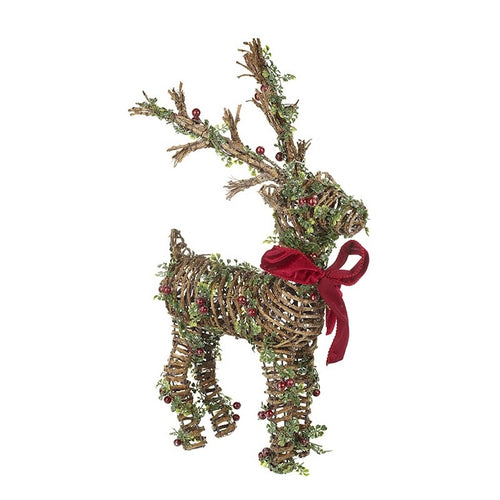 Rattan Reindeer With Bow And Berries
