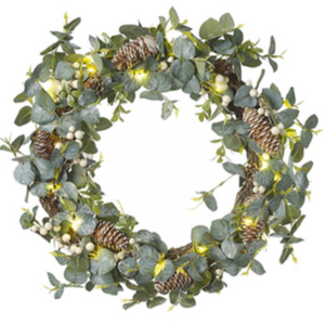 Light Up Pine Cone Christmas Wreath 42cm