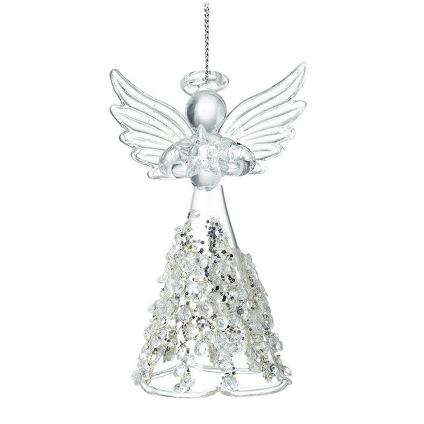 Glass Angel With Jewelled Skirt