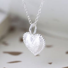 Sterling Silver Brushed Heart Necklace