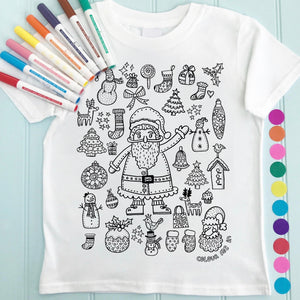 Santa T Shirt to Colour In
