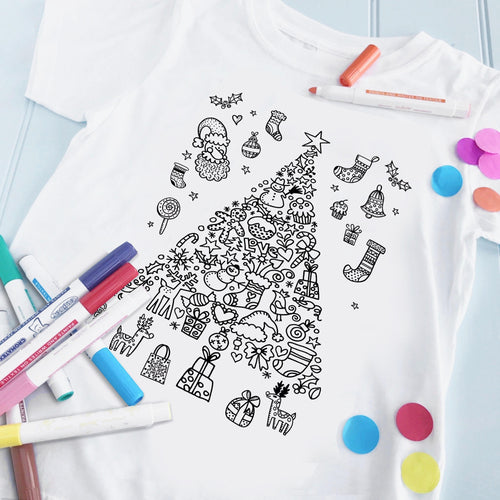 Christmas Tree T-Shirt To Colour in